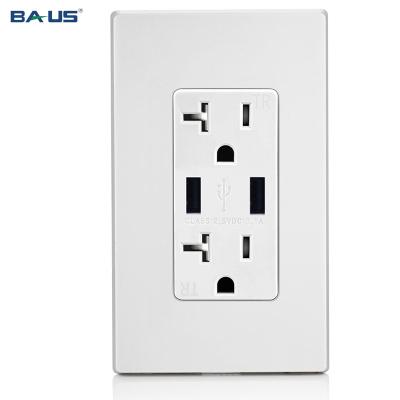 China 2 Ports USB Outlet FTR 20a Wall Socket Charging Outlet With 2 USB Ports, High Speed ​​Fast Charger USB Wall Socket, White Color 3.1Amp for sale