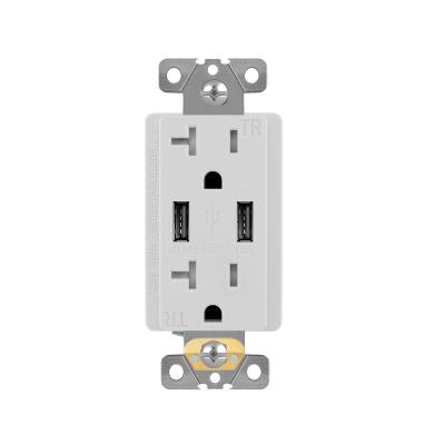 China 2 USB Ports Outlet FTR 20A 125V Usb Receptacle UL USB 4.2 American Standard Charging Ultra High Speed ​​With 20amp Outlets for sale