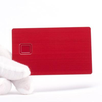 China Europe Customized 4442 4428 Magnetic Stripe Credit Card Bank Card Laser Engraved Red Metal Business Cards With Chip Slot Stainless Steel for sale