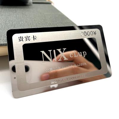 China Europe High Quality Custom Printed Blank Credit Card Laser Engraved Mirror Silver Metal Business Card Polished Stainless Steel VIP Card for sale