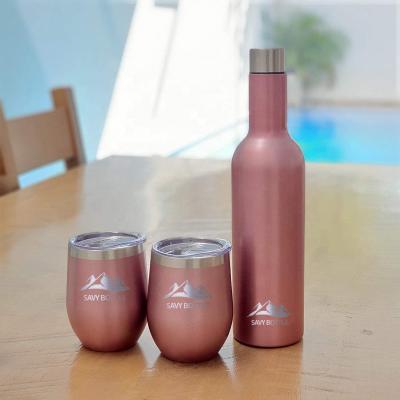 China Disposable Wine Tumbler Set Gift Stainless Steel Tumbler Set Gift 17oz Water Bottle 12oz Wine Tumbler for sale