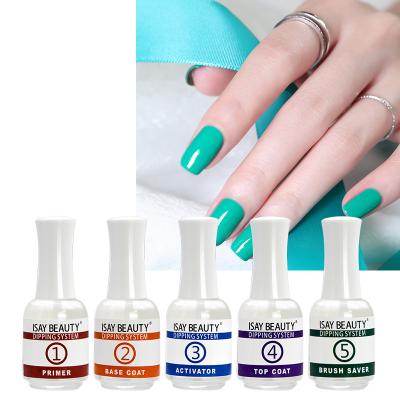 China 2020 The new formula nail art glitter powder match dip powder and gel polish 15ml dipping liquid base coat top coat for sale