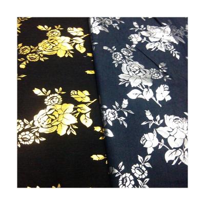 China Shaoxing Breathable Wholesale High Quality Stretch Gold Foil Printing Fabric 65/33/2 C/P/SP for sale