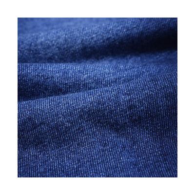 China Breathable Indigo Yarn Dyed Cotton Plain Jersey Knit Denim Fabrics For Fashion Jeans Pants Dress T Shirt Skirts for sale