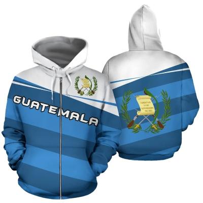 China QUICK DRY High Quality Guatemala Flag Zipper Long Sleeve Zip Up Sweatshirt With Hood Sweater Hoodie Pullover Hoodie Jacket For Men for sale