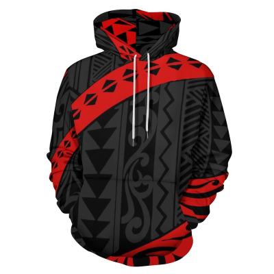 China Breathable High Quality Fashion Red And Black Samoa Polynesian Tribal Men/Women Clothing Style Hoodies Pullover Jacket Fall Winter for sale