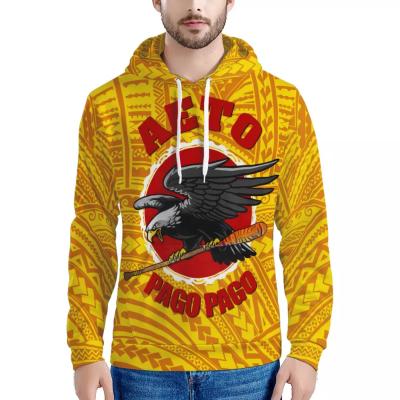 China Breathable Custom Tribal Fashion Design Polynesian Samoa Print Hoodie Pullover Streetwear Pocket Windproof Men Hoodie for sale