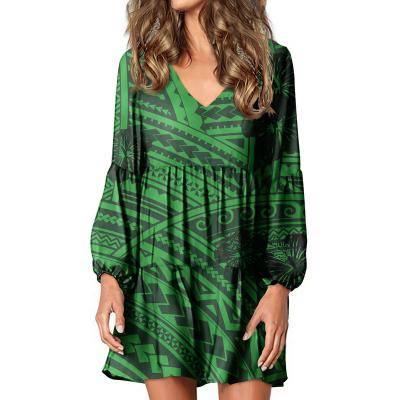 China Sustainable Vintage Autumn Ladies Dress Polynesian Hawaii Design Loose Tops Dress Custom all-match loose and comfortable Ladies clothing for sale