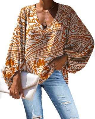 China QUICK DRY Polynesian Traditional Tribal style Print Cheap Tops Women Blouses Summer Fashion Ladies Elegant Blouse Custom Chiffon Blouse for sale