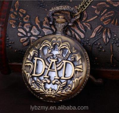 China Wholesale Antique Bronze Necklace Chain Dad Clock Dad Quartz Pendant FOB Pocket Watch for sale