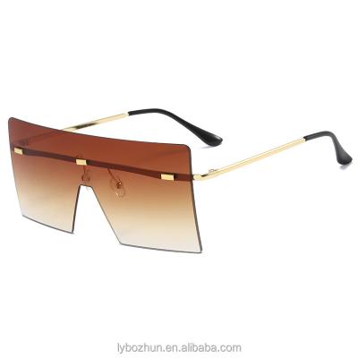 China Rimless Luxury Flat Surface Men Women Fashion Sun Glasses Frame Oversized Sun Glasses Sun Glasses for sale