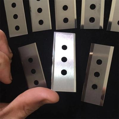 China Building material shops 3 hole razor blade for film slitting tungsten blade for fiber slitting machine for sale