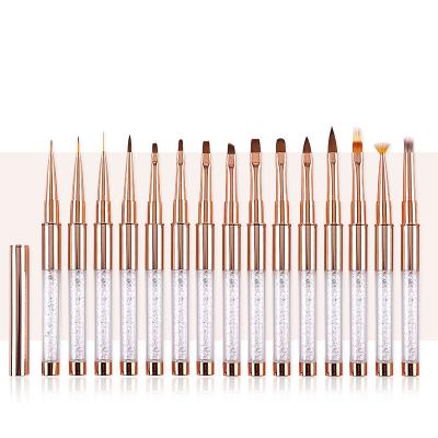 China Easy Apply Luxury style crystal drill pipe rose gold sculpted fade fade manicure nail art brush for sale