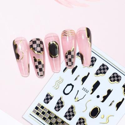 China Eco-friendly Material Nail art adhesive sticker nail charms decoration decals press nails accessories french line swirl wave sticker for sale