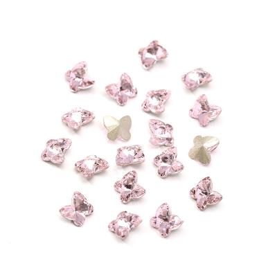 China Easy Apply Shiny butterfly pattern colorful color nail crystal glass drill nail decorative rhinestones for sale