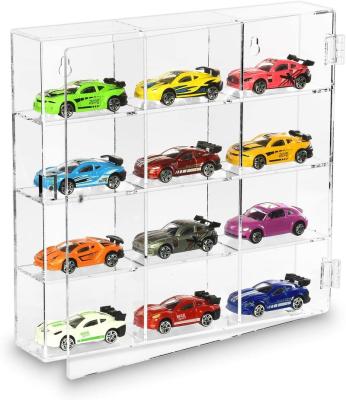 China Style: 12 Compartments Simple and Stylish Mountable Acrylic Dustproof Car Display Cabinet Rack Doll Toy Model Toy Box for sale