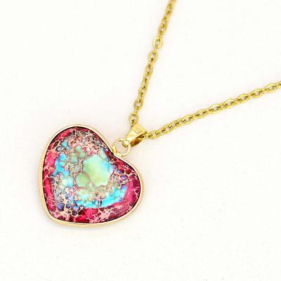 China Other Natural Stone Jewelry Jewelry Wholesale Dropshipping Classic Fashion Heart Gems Eternal Pendant Necklaces for sale