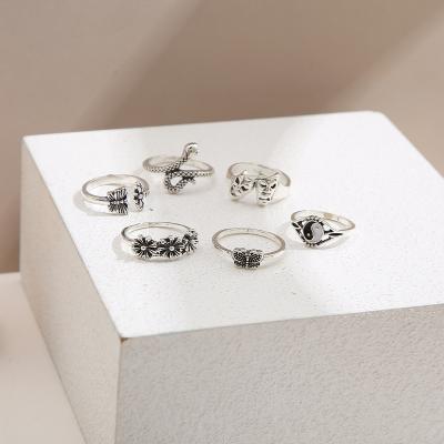 China Other New Hiphop Silver Chain Rings Set For Women Girls Punk Geometric Simple Rings 2023 Trend Jewelry Party Wholesale Sales for sale