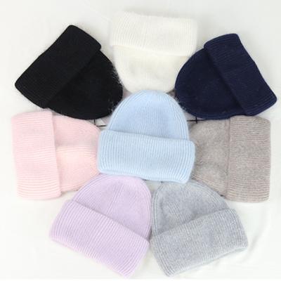 China COMMON 14 Colors Unisex Winter Hat Real Rabbit Solid Color New Fur Skullies For Woman Knit Acrylic Woman Autumn Warm Skullies Hood for sale