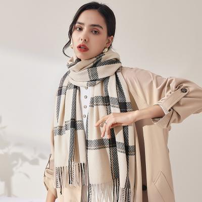 China New Striped 8 Colors Gently Check Winter Scarf For Women Fashion Designer Scarf Warm Winter Wrap With Tassel Lady Casual Warm Winter Shawl for sale