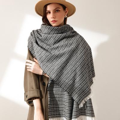 China Dobby Cashmere Best Match Winter Scarf Small Check Colored Winter Scarf For Women Warm Wrap With Tassel Casual Lady Warm Winter Shawl for sale