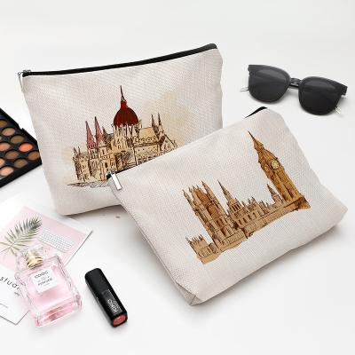 China Fashion Building Makeup Cosmetic Bag For Women, Adorable Roomy Makeup Bags Travel Waterproof Organizer Toiletry Bag Accessories Gifts for sale