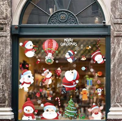 China New Hot Waterproof Air Balloon Santa Claus Elk Snowman Christmas Tree Window Stickers for sale