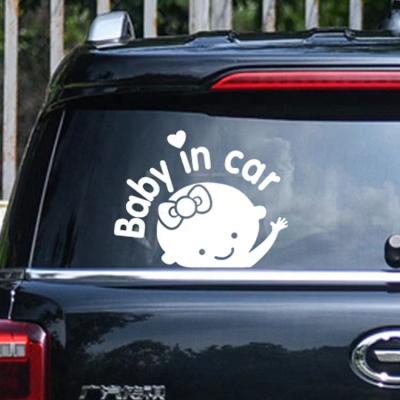 China Waterproof and UV protection hot sale cute cartoon baby in the car boy girl 3d car logo waterproof reflective sticker for sale