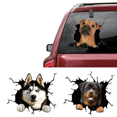 China Wholesale Creative Waterproof And UV Protection 3D Vinyl Die Cut Reflective Windshield Bumper Dog Stickers For Car for sale