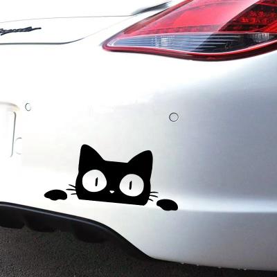 China White Black Funny Reflective Cat Car Rearview Mirror Waterproof and UV Protection Cat Peeking Wiper Trunk Sticker for sale