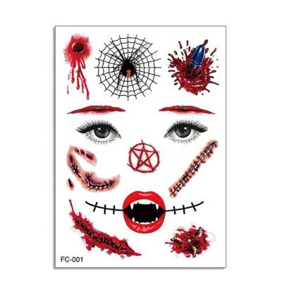 China Wholesale Temporary Masquerade Face Decor Halloween 3d Gold Transfer Water Horror Sexy Tattoo Stickers for sale