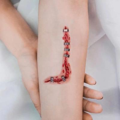 China Wholesale Temporary Halloween Party Terrorist Wound Scars Waterproof Temporary Tattoo Stickers For Child for sale