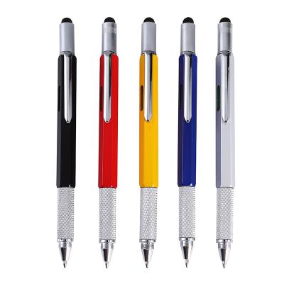 China Popular Hot Selling 6 in 1 Multi Tool Pen Metal Stylus Tool Tech Pen Functional Pen with Level and Screwdrivers for sale