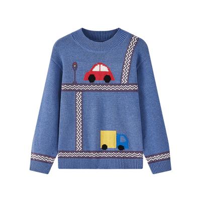 China Kids Clothing Anti Shrinkage Baby Boy Fashion 100%Cotton O Neck Long Sleeve Pullover Knitted Sweater Kids Clothes Wholesale for sale