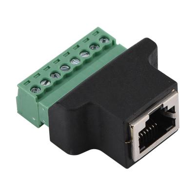 China Rj45 Female Power To Screw Terminal 8 Pin Digital Dvr Cctv Adapter Connector for sale