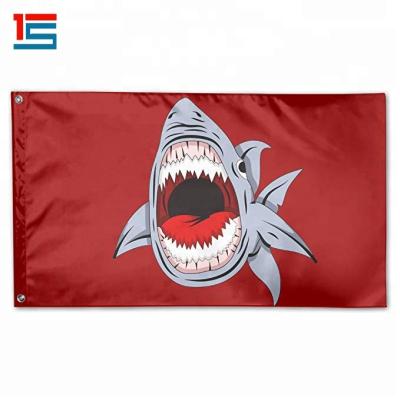 China 3x5 ft Funny Cartoon Shark Yard Laughing Laughing Flags for sale