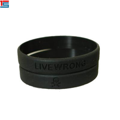 China Free Sample Rubber Strap CLASSIC Debossed To Silicone Filled Wristband With Custom Laser Serial Number for sale