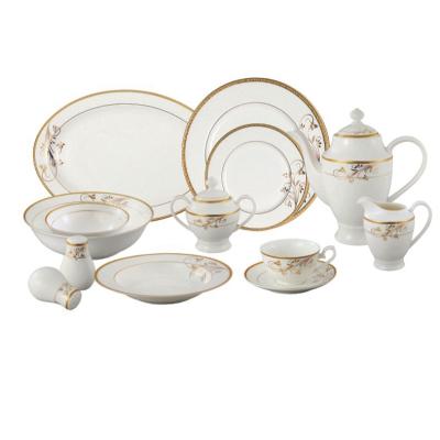 China Viable Wholesale Price Easy To Clean Modern Restaurant Bone China Home Style Ceramic Dinnerware Set for sale