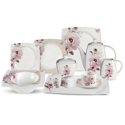 China Viable luxury hot sale exquisite coffee salon modern style tea set printed bone china dinnerware set for sale