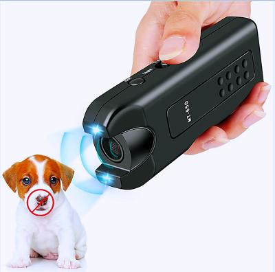 China Electric Train Dog Anti-barking Tool Handheld Stop Debarking Ultrasonic Led Waterproof Dog Training Equipment Dog Trainer for sale