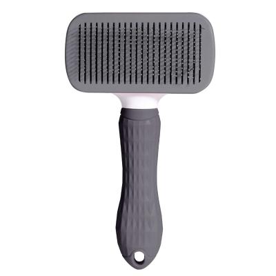 China Durable Top Fashion Stainless Steel Comb Self Cleaning Pet Brushes For Shedding for sale