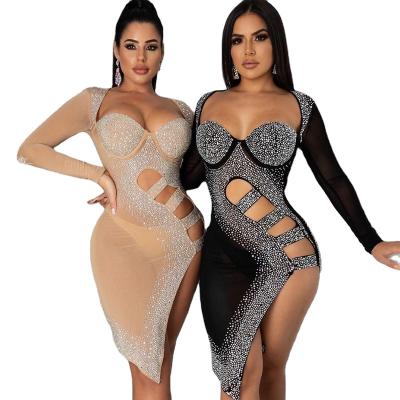 China Newest Design Anti-Static Tight Sequined Women Sexy Clothing 5xl Plus Size Dress Long Sleeve Fashion Summer Club Dresses for sale