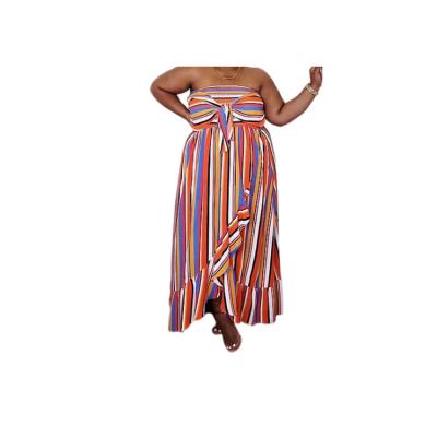 China Wholesale 2022 summer fashion high quality viable factory custom new Maxi Casual Striped Ruffles Long spring dress for women vestidos m for sale