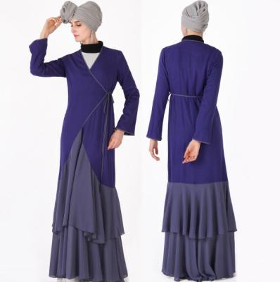 China Newest Design Muslim Abaya Muslim Ruffle Chiffon Evening Dress Ramadan Dress Anti-Static Open Robe Muslim Kaftan for sale