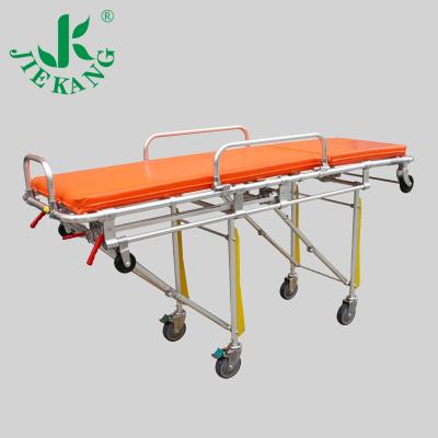 China Modren Hospital Medical Emergency Trolley Strong Durable Patient Transport Wheeled Ambulance Stretcher With Straps for sale