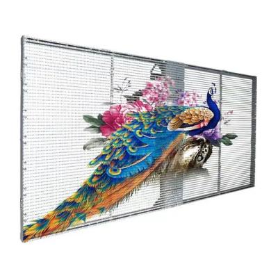 China Transparent LED Screen Indoor P3.9-7.8 Full Color SMD Curved Led Video Wall Glass For Showcase for sale