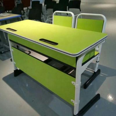 China Modern Cheap Modern College School Classroom Double Student Study Desk And Chair Set for sale