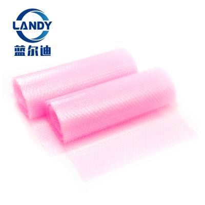 China Shockproof Large Antistatic Pink Bubble Film , Custom Colored Pink Heart Shaped Bubble Air Cushion Roll Film for sale