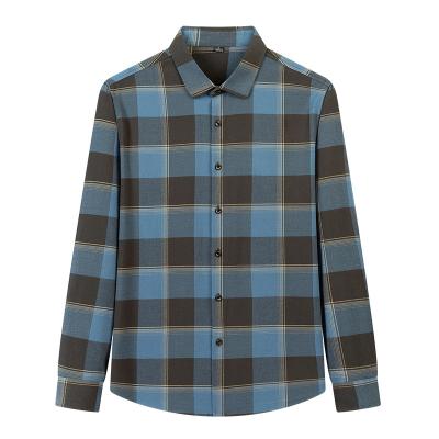 China 100% Oversized Business Casual Wear Anti-pilling Fancy Cotton Long Sleeve Yarn-Dyed Plaid Shirts For Men for sale