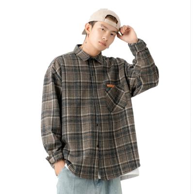 China Wholesale Vintage Anti-pilling Brushed Thick Plaid Heavy Long Sleeve Shirt Men Flannel Check Jacket for sale